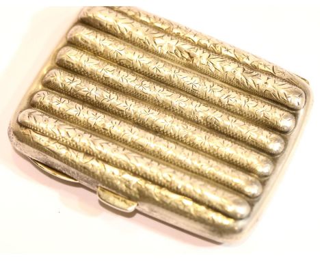 Antique 1907 sterling silver cigarillo/cigar case with floral design and vacant cartouche, 57g. P&amp;P Group 1 (£14+VAT for 