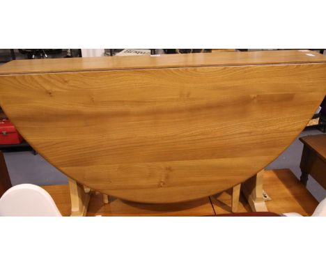 Ercol elm drop leaf dining table, L: 128 cm. Not available for in-house P&amp;P. 