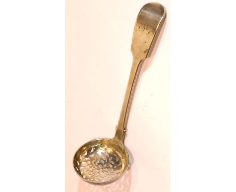 Victorian hallmarked silver sifting spoon, London assay 1861, 50g. P&amp;P Group 1 (£14+VAT for the first lot and £1+VAT for 