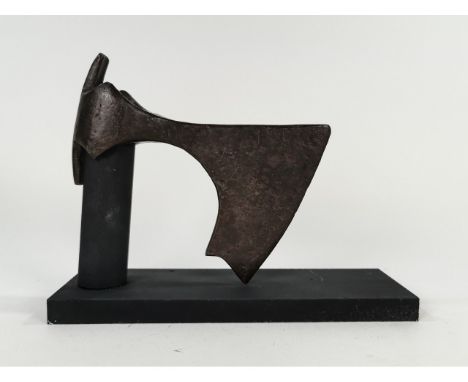 Ca. 900 - 1100 AD. An iron Viking Bearded axehead with a slender curved blade with reinforced cutting edge and chin to the lo