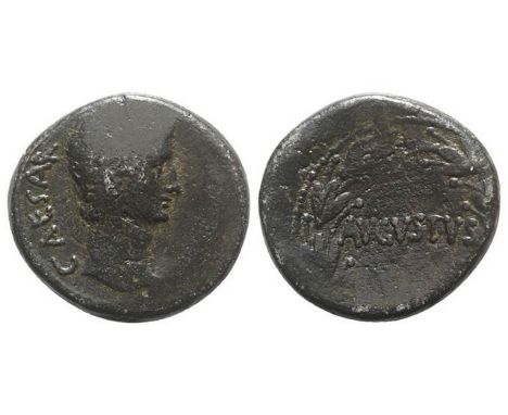 Augustus (27 BC-AD 14). Seleucis and Pieria, Antioch. Æ (26mm, 11.98g, 12h), c. 27-5 BC. Bare head r. R/ AVGVSTVS within wrea