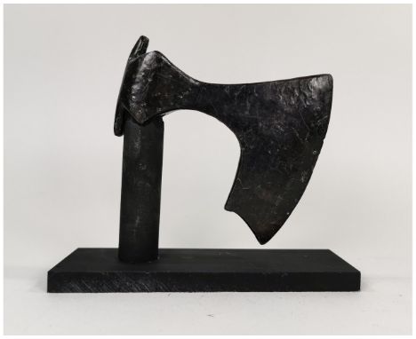 Ca. 900 - 1100 AD. An iron Viking Bearded axehead with a slender curved blade with reinforced cutting edge and chin to the lo