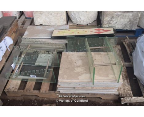 *PALLET OF FLOOR TILE SAMPLES AND DISPLAY HOLDERS