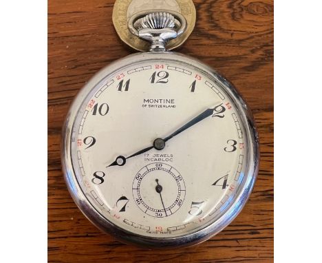 RAILWAY POCKET WATCH MONTINE SWITZERLAND BR(S), 9158 ON REVERSE
UNTESTED