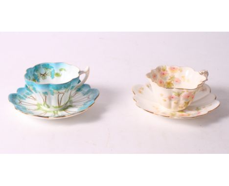 Two Edward Wileman Foley china floral decorated duos