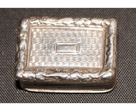 A Georgian silver rectangular vinaigrette with engine turned decoration, London 1825, maker W S