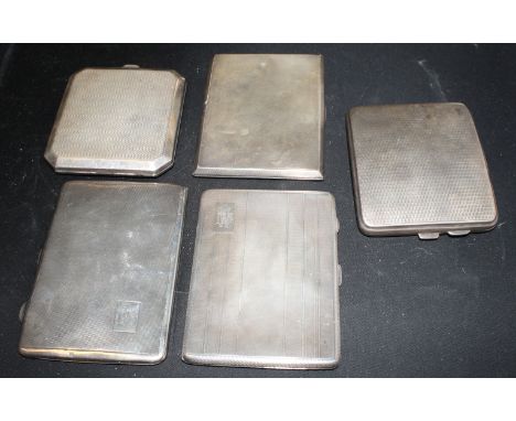Five engine turned cigarette cases, various, 23.1oz troy approx