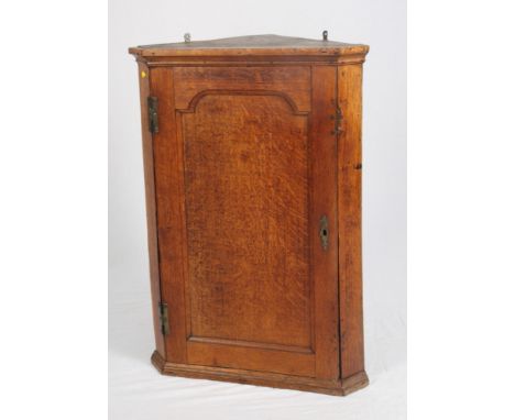 A light oak corner cupboard enclosed one door, 25" wide