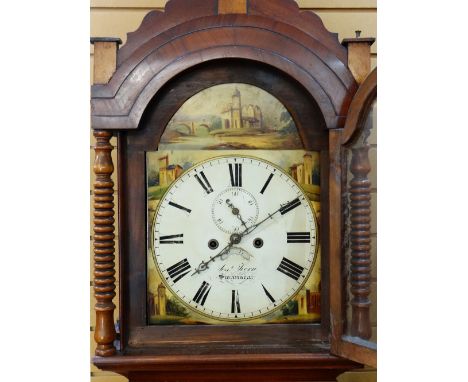 19TH CENTURY WELSH MAHOGANY 8-DAY LONGCASE CLOCK, Joshua Kern of Swansea, the 12-inch painted roman dial decorated with Itali