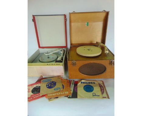 A 20th century timber cased record player, label to interior Manufactured by Clarke & Smith, Wallington, Surrey together with