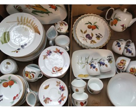 An extensive collection of Royal Worcester Evesham pattern oven to tablewares including an oval serving dish, two quiche dish