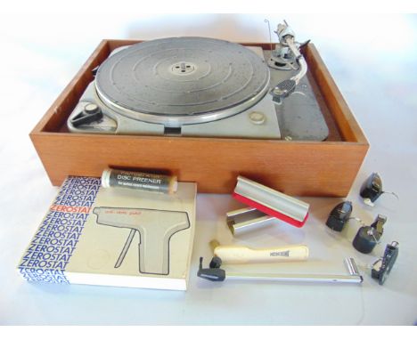A vintage Thorens Swiss made record player together with a related Zerostat Anti-Pistol (for use with records)