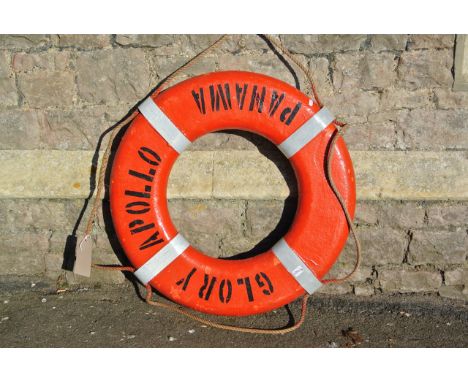 A vintage style life ring with painted finish and lettering Laurie Apollo Panama