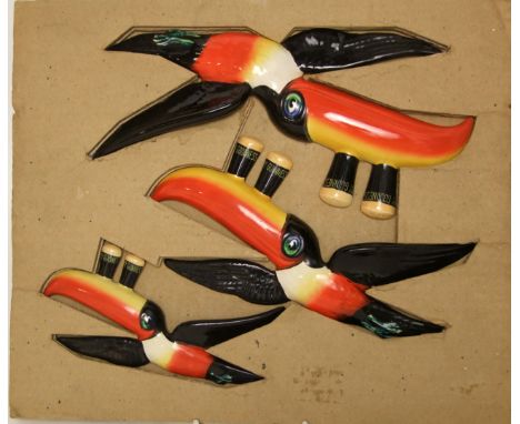 A set of three Carltonware graduated, flying Guinness toucan wall plaques in original packaging
