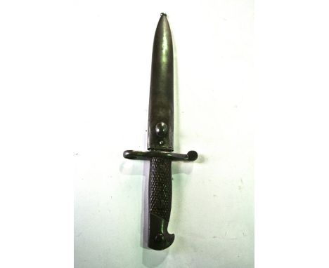 A Spanish N1941 Bolo knife bayonet and scabbard with Toledo blade, stamped 6800, 40cm long