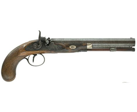 A 40-bore percussion duelling or target pistol by Samuel and Charles Smith, 10inch sighted octagonal barrel fitted with dovet