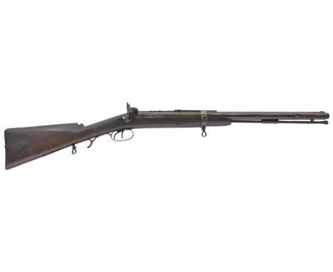 A 32-bore double barrelled percussion Swinburn & Son Jacob's Rifle, 24inch sighted barrel fitted with leaf and ladder sights 