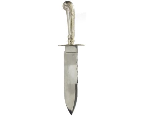 A John Nowill cutlery hilted Bowie knife, 20cm polished blade with faceted back edge and stamped with the maker's mark at the