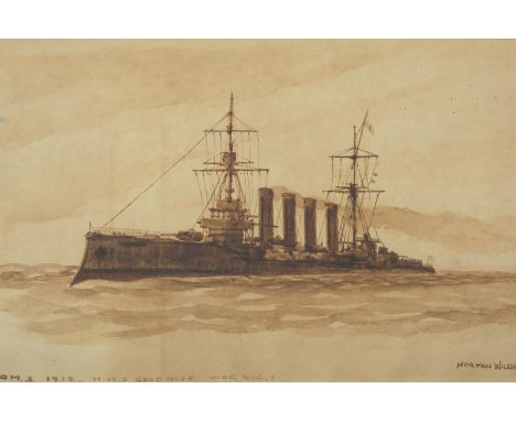 Norman Wilkinson (1878-1971), HMS Good Hope Com.3. 1912 War Rig 7, signed, titled and inscribed Chatham RN 13, watercolour, 1