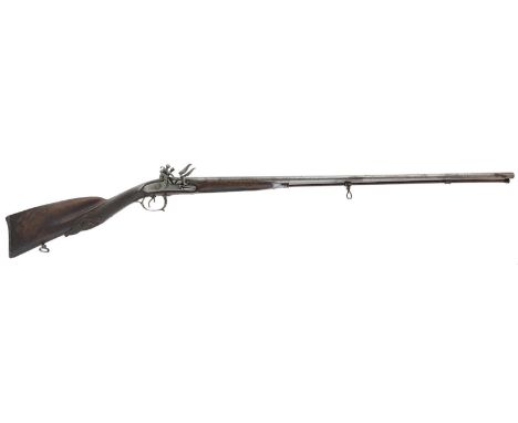 A 28-bore French double barrelled flintlock sporting gun, 34inch sighted barrels, one lock engraved Manufacture, the other de