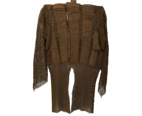 An inscribed 17th Century Indian armour of Chain Mail and Plate, the chest protected by two overlapping plates to either side