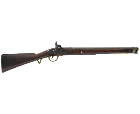 A .650 calibre percussion model 1844 Yeomanry Cavalry carbine, 20inch sighted barrel, border engraved lock, stamped with a cr
