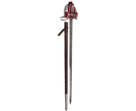 A very good George V Cameron Highlanders Officer's basket hilted broadsword, 82cm blade by Wilkinson Sword, serial no. 64361,