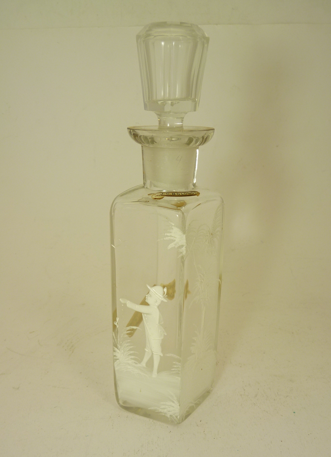 A tall clear glass perfume bottle for J mary gregory perfume bottle | Perfume