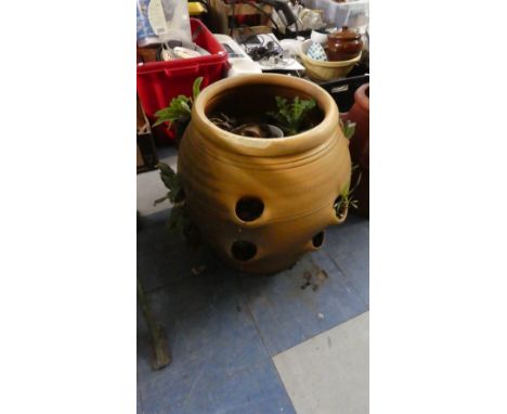 A Glazed Ceramic Strawberry Planter, 45 cm High