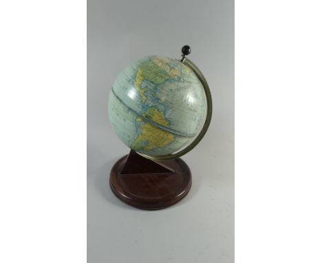 A Child's Tin Plate Table Globe by Chad Valley, 28cm High