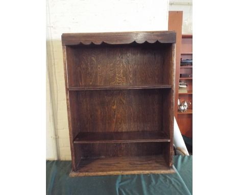 An Oak Two Shelf Open Bookcase with Raised Gallery, 69 cm Wide