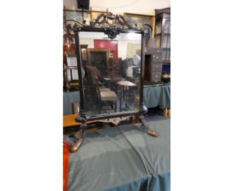A Large Edwardian Metal Framed Mirrored Fire Screen, 92 cm High