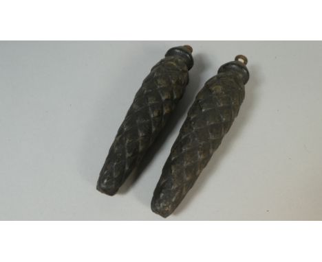 A Pair of Black Forest Iron Cuckoo Clock Weights, Each 18 cm Long