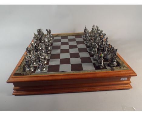 A Modern Fantasy of The Crystal Chess Set with Playing Board Case, 47 cm Square 