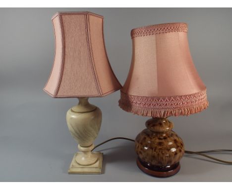 Two Ceramic Table Lamps with Shades