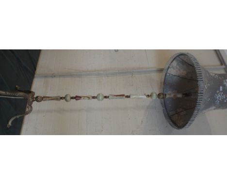 An Onyx and Brass Standard Lamp on Tripod Base