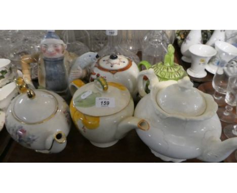 A Tray of Six Various Ceramic Teapots 