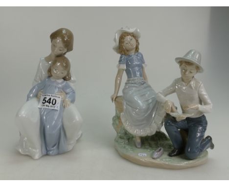 Nao figure group of Boy and Girl together with similar figure of Mother and Child (2)