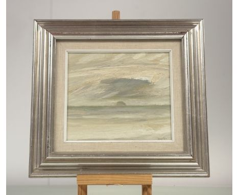 John Houston O.B.E., R.S.A., R.S.W., R.G.I. (Scottish, 1930-2008), Bass Rock, Morning Light, signed lower right, oil, inscrib