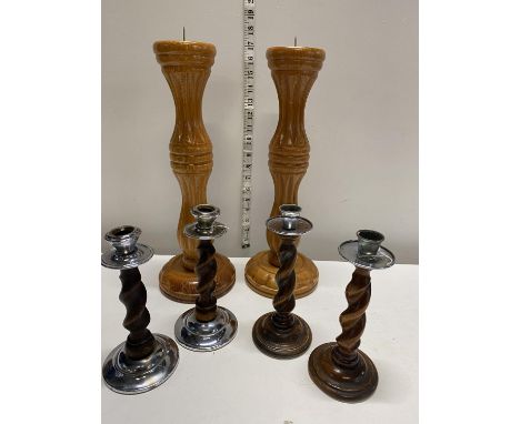 3 pairs of vintage candlesticks