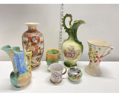 A selection of assorted pottery including Sylvac and a Clarice Cliff preserve pot, shipping unavailable