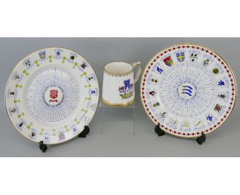 Cricket/Football, two Royal Grafton bone china County Cricket Champions plates 1992 and 1993 27.5cm diameter and a Spode bone