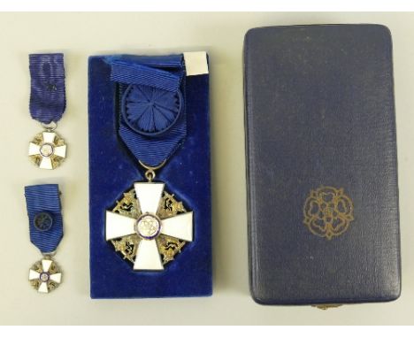 Finland Order of the White Rose, (since 1936), knights cross 1st class, silver and enamel, by A. Tilander, Helsinki, blue rib