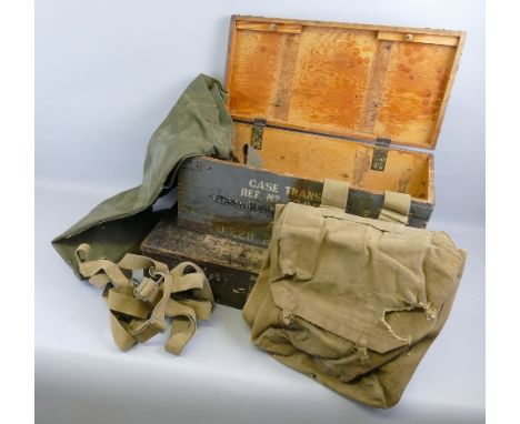 Accessory box for a Q.F. Recoil 6-pr Casemate, and an Air Ministry case transit ref no.10QB/35 radar indicator unit and a kit