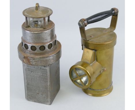 A "Ringrose " Firedamp gas detector, type 47/125 by IDG Leeds, with square section steel case No.775 26cm high and a Ceag bra