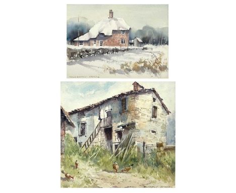 Chris HOLLICK (1946) Old Buildings, South West France and First Snow, Dorset Cottage Fulworth Watercolours
Each signed and ti