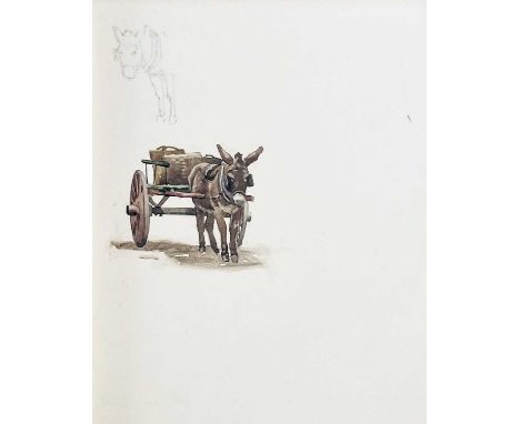 Manner of Newlyn School Donkey and Cart Watercolour with part-finished graphite sketch above
Unsigned
32.5cm x 25cm including