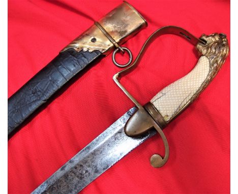 C1800 British Yeomanry Cavalry Officer’s sword &amp; scabbard by Henry Osborn. Gilt finished lion mane pommel, with stirrup h