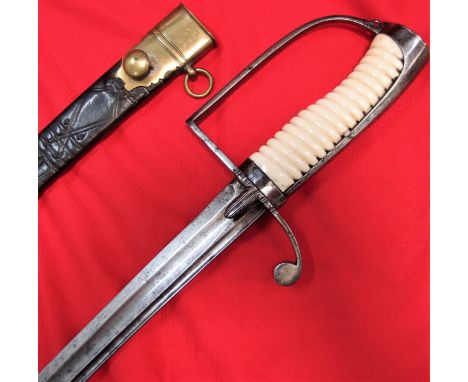 C.1800 British Volunteer Light Cavalry Officer’s sword &amp; scabbard by Edward Loxham. Flat topped steel pommel (lanyard rin