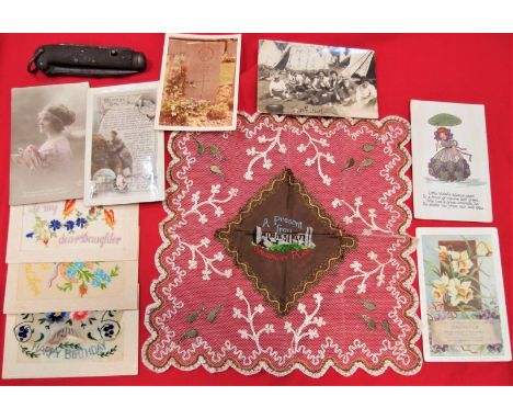 WW1 Australian 11th Bn D.O.W. paperwork group relating to 6269 Pte. W. Hamming. Includes handkerchief sized embroidered silk 